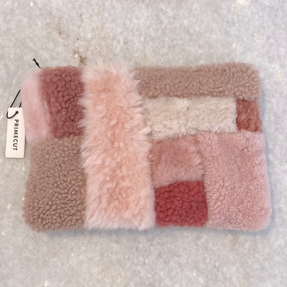 PRIMECUT scraps shearling Pink pouch